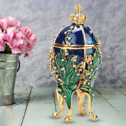 Jewelry box in egg shape, Fabergé egg, Easter egg, Russian craftsmanship, birthday, wedding, Christmas gift for her, girls, ladies, 4 colors (blue).