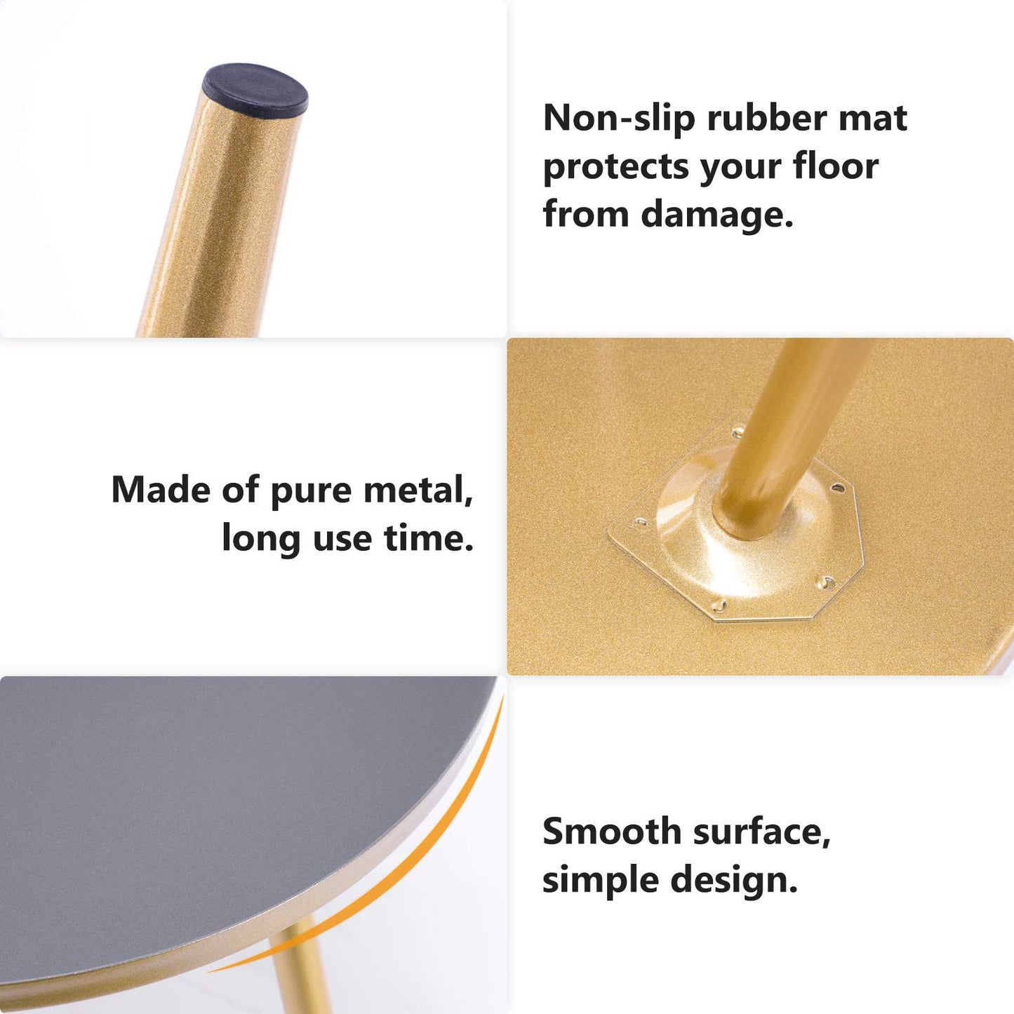 YOUDENOVA Side Table Metal Living Room Table Gold Round Coffee Table Small End Table Modern Decorative Table Steel Pipe Tripod Ø 40.5 cm x 50 cm