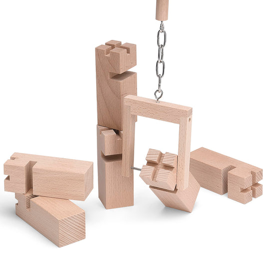 Collective ideas Mini Fröbel Tower game - stacking game made of beech wood for up to 10 players - team building outdoor game for children and adults including high-quality fabric bag