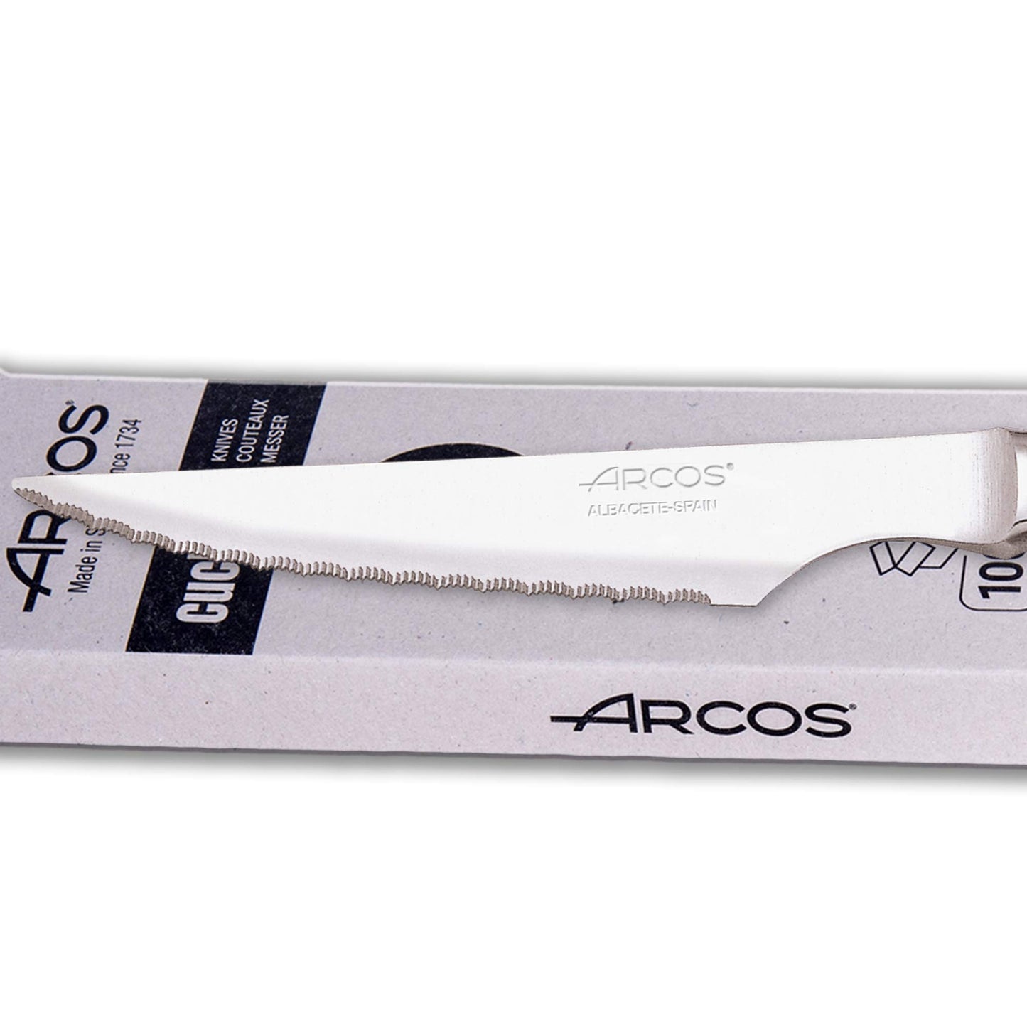 Arcos Meat Knife Set | 6 pieces | Steak knife Brand Arcos | Stainless steel cutlery | Blade 110 mm | Monoblock handle | Dishwasher safe | environmentally friendly packaging