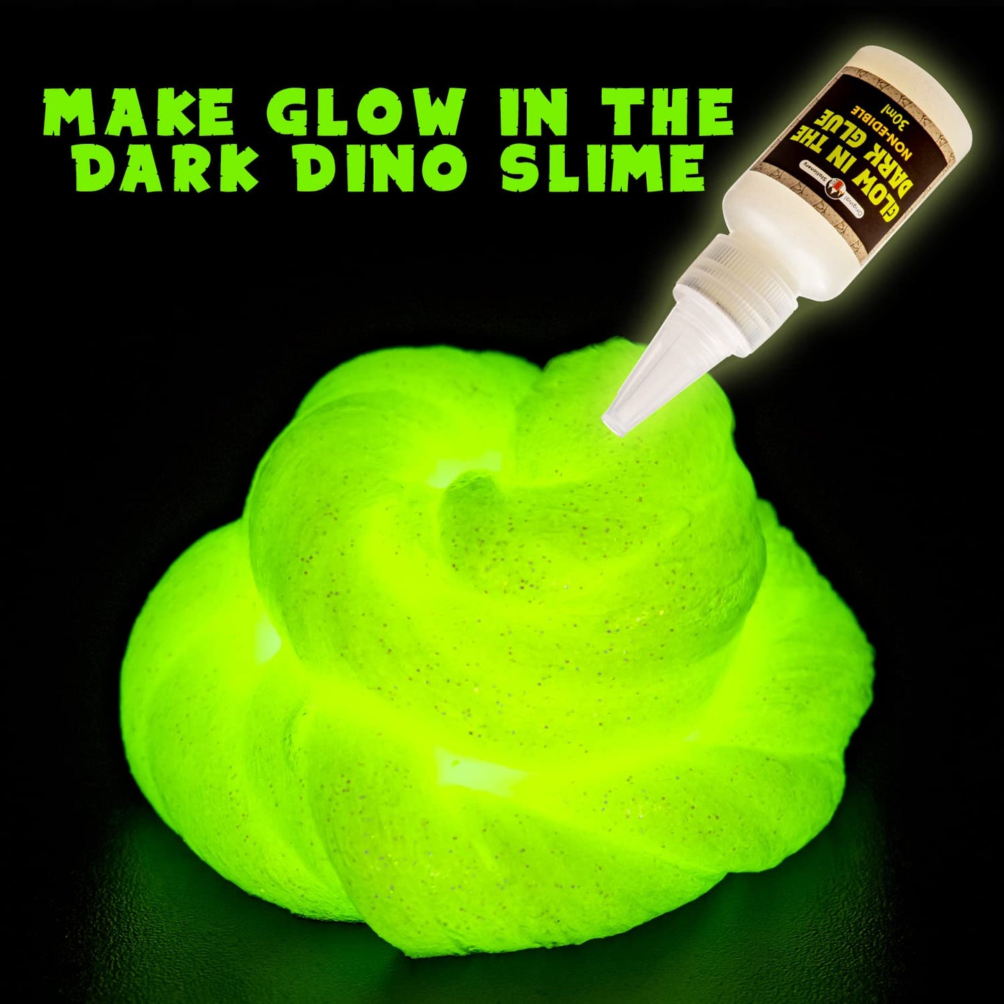 Original Stationery Dinosaur Slime Kit, slime lab set for boys to create glow in the dark slime, butter slime, and dino poop slime, great gifts for kids.
