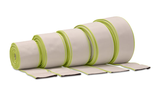 4 inches - 102 mm, 20m flat hose | construction hose | industrial hose | synthetic rubber, white with green, 10 bar, -20°C to +60°C