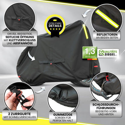 Dunlop Bicycle Garage for 3 bikes - Premium bike cover Anti Rust 200x120x120 cm with carrying bag, battery access, and 2 lock passages I Bicycle protective cover Bike (XL - 3 bikes)