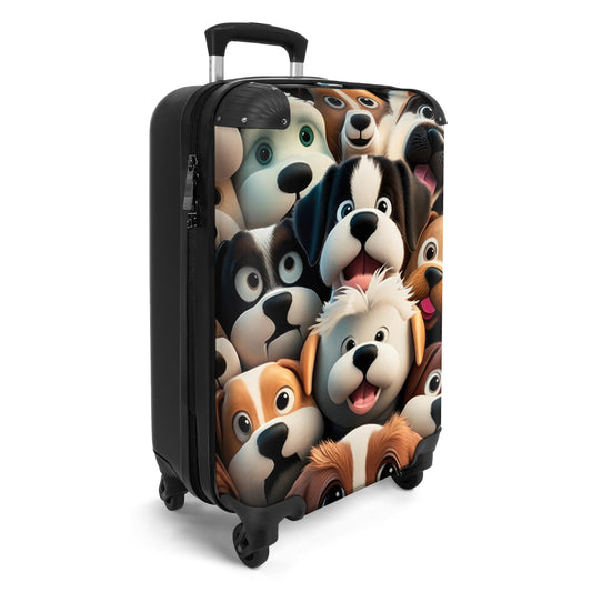 NoBoringSuitcases.com® Children's Suitcase Kids Trolley, Travel Trolley - Dog - Animals - Pattern - Brown - Kids Luggage Suitcase small, Carry-on Trolley 55x40x20