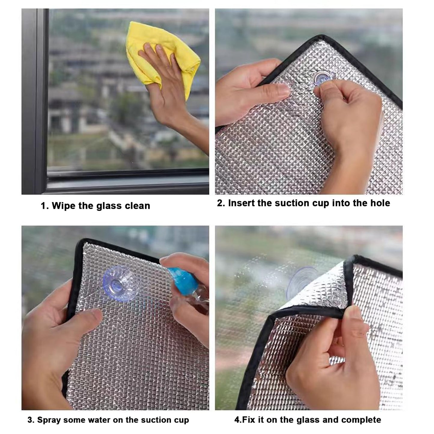 kufu01 Residue-free Sun Protection Film, Silver Window Film Opaque Reflective Window Film, 8mm Thick 99% UV Protection Insulating Film for Bedroom, Bathroom, Office, Skylight (100x100cm/39x39)