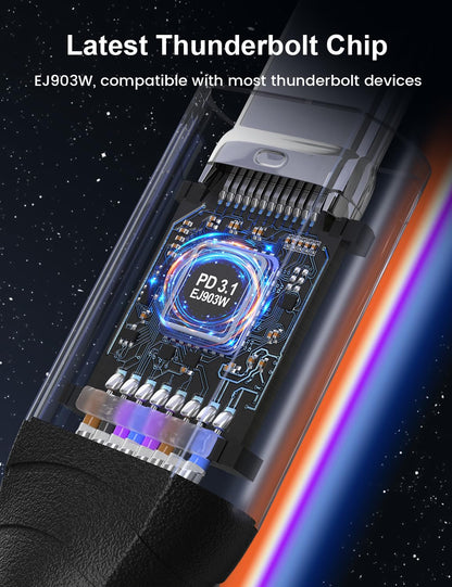 XAOSUN 240W USB4 for Thunderbolt 4 Cable Angle 1.8M, 40Gbps PD3.1 Thunderbolt Cable 90 Degrees, 8K@60Hz & 4K@120Hz, USB Charging Cable Angle Plug for iPhone 17/16/15 Pro/Max, Laptop, Monitor, PC