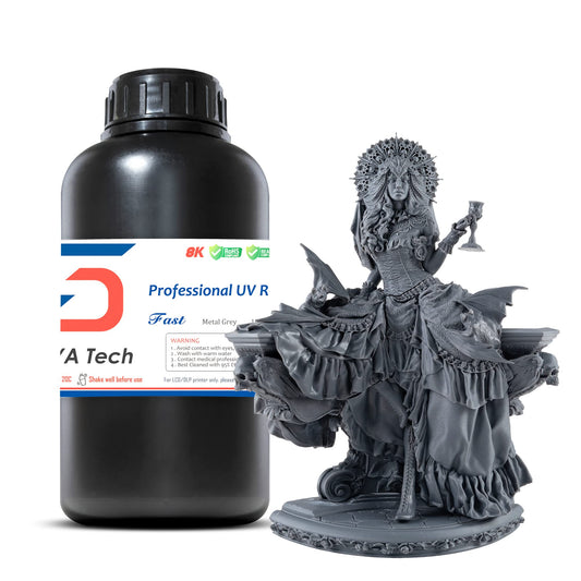 Siraya Tech Fast ABS-like 3D printer resin 405 nm UV-curing Non-brittle High-precision 3D printing liquid Standard photopolymer resin for LCD-DLP 3D printing (Metal Grey, 1 kg)
