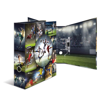 HERMA A4 Football Folder Set, 10 pieces, 7 cm wide, kids ring binder with sports motif, colorful file organizer with inner print for boys and girls