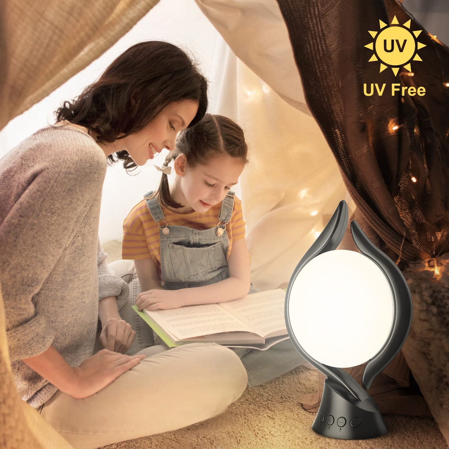KICLBD Daylight Lamp 10000 Lux, Light Therapy Lamp with 3 Light Colors 4 Timers 5 Adjustable and Memory Function Light Intensity, UV-Free Sunlight Lamp for Home/Office