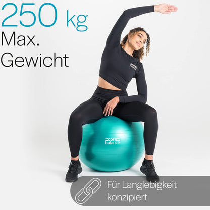 Core Balance, burst-resistant exercise ball - for fitness, yoga, pregnancy - 55cm 65cm 75cm 85cm - includes air pump