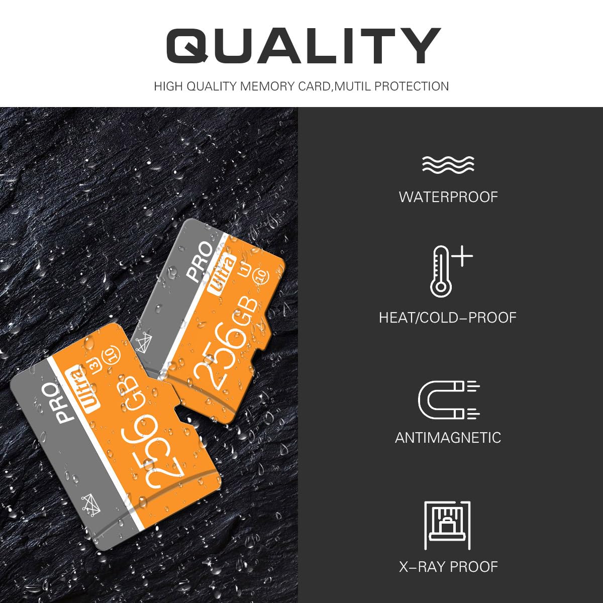 Talebasic 256GB Micro SD Card Class 10 Memory Card with SD Adapter. Fast Speed TF Card for Tablet/Phone/Camera/Car/Game Console (2 Pieces, 256GB).