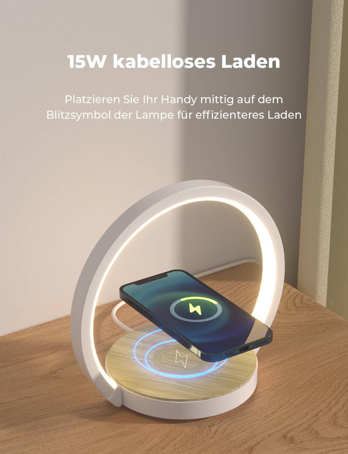 VOSFEEL bedside lamp table lamp touch dimmable 18W wireless charger night light with 3 levels of brightness for bedroom living room office