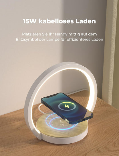 VOSFEEL bedside lamp table lamp touch dimmable 18W wireless charger night light with 3 levels of brightness for bedroom living room office