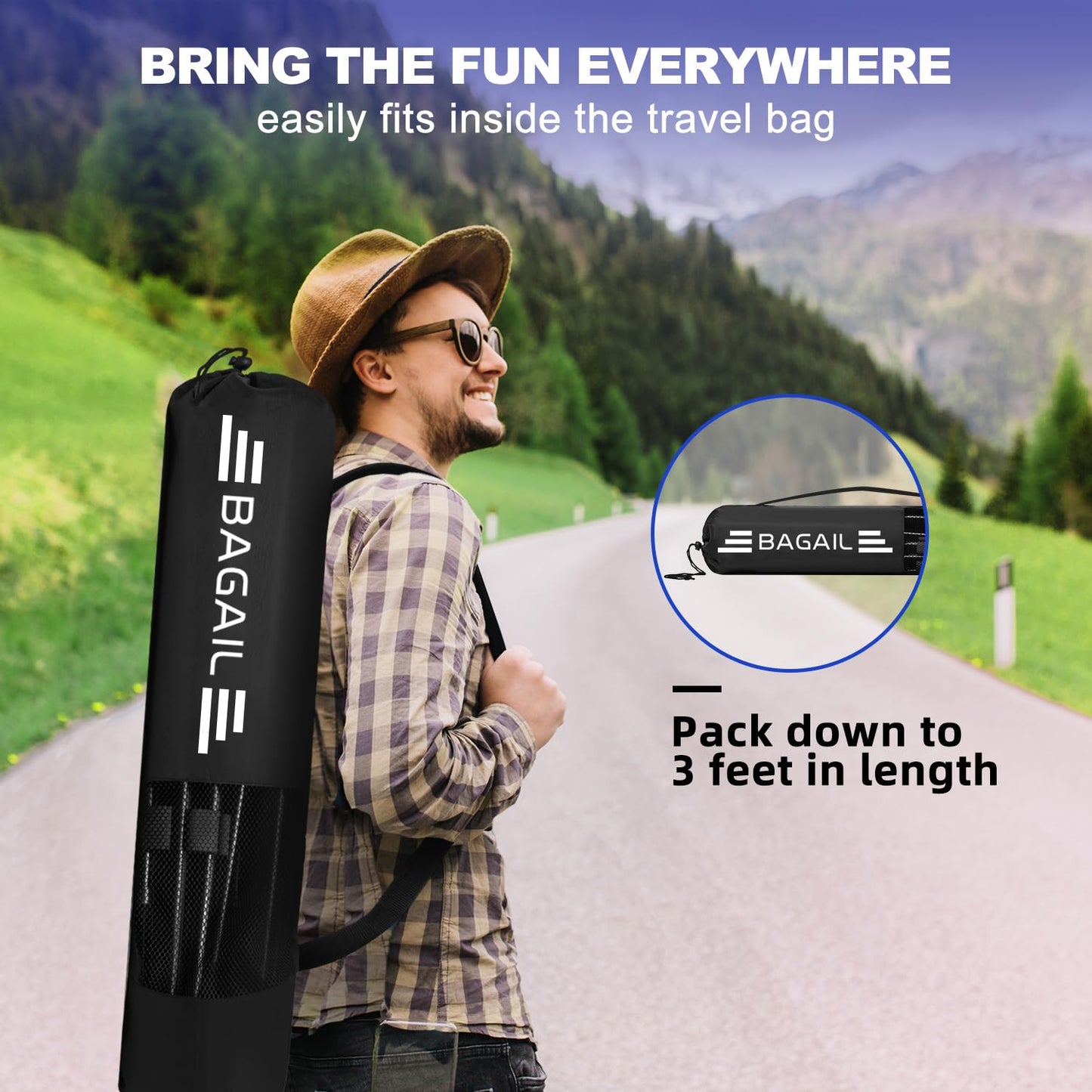 BAGAIL badminton net, foldable nylon net, adjustable stand and carrying bag, easy to set up and take down, ideal sports net for tennis, badminton, or volleyball.
