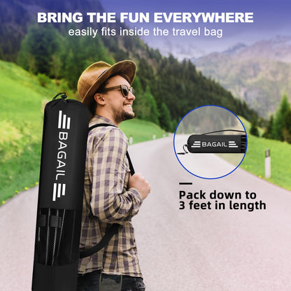 BAGAIL badminton net, foldable nylon net, adjustable stand and carrying bag, easy to set up and take down, ideal sports net for tennis, badminton, or volleyball.