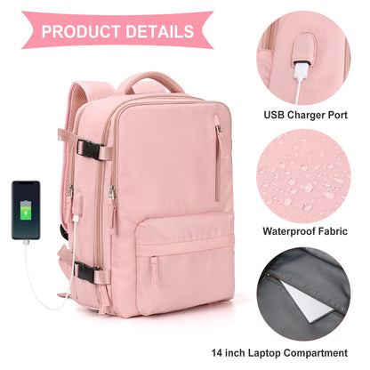 SZLX Ryanair carry-on backpack for women for airplane underseat cabin bag travel backpack carry-on airplane Easyjet backpack waterproof men with shoe compartment for 14-inch laptops, Pink.