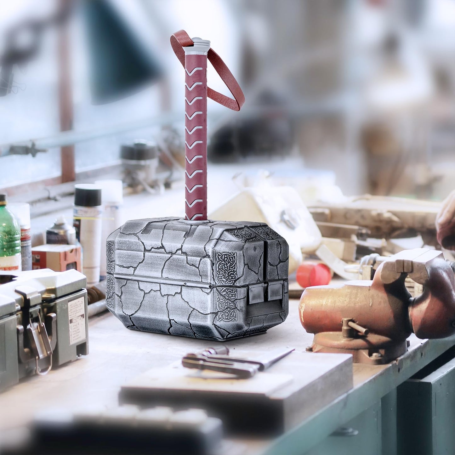 SHDITHOTV Thor Hammer Tool Set, Multifunctional Hammer Toolbox, Excellent Novelty Gift for Men, Silver