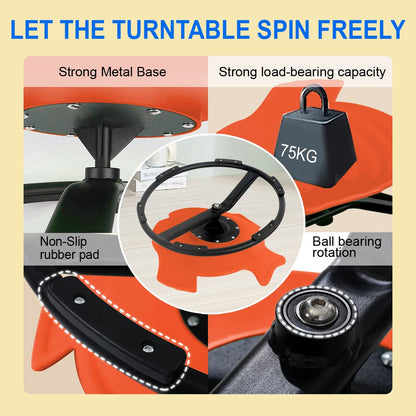 E-Solem Carousel Autism Kids Spinning Chair, Sensory Spinning Chair Training Physical Coordination and Balance, Balance Chair for Kids, Non-Slip Metal Base (Orange)