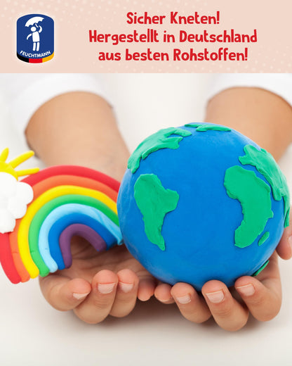 Feuchtmann SCHOOL-DOUGH | EDU Bucket set with 14 x 140g sticks of kids dough | vegan gluten-free playdough | non-drying clay | non-toxic modeling material