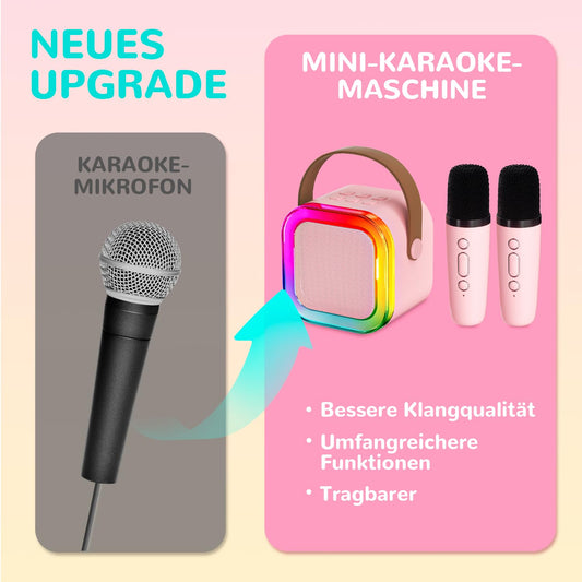 Karaoke Machine for Kids with 2 Karaoke Microphones: [Latest] Mini Karaoke Machine - Karaoke System with 2 Microphones - Music Instrument Accessory Box - Gifts for Girls Kids Toys 3-12 Years