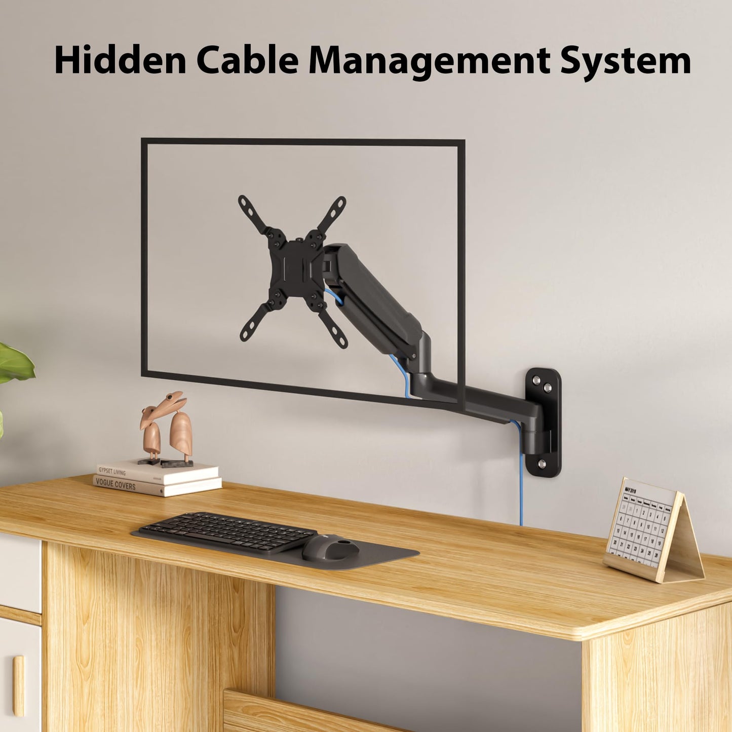 BONTEC 13-42 inch monitor wall mount with VESA Extension Kit for PC monitor & TV up to 9 kg, Fully Adjustable Gas Spring, Tilt & Swivel, Height Adjustable, max VESA 200x200 mm.