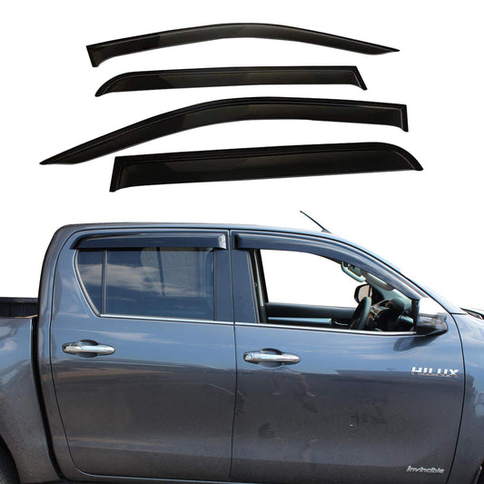 JHCHAN Wind Deflector for Toyota Hilux 2015-2024 Hilux AN110 AN120 AN130 Double Cab 4X4 Smoke Black Rain Deflector 4 Pieces