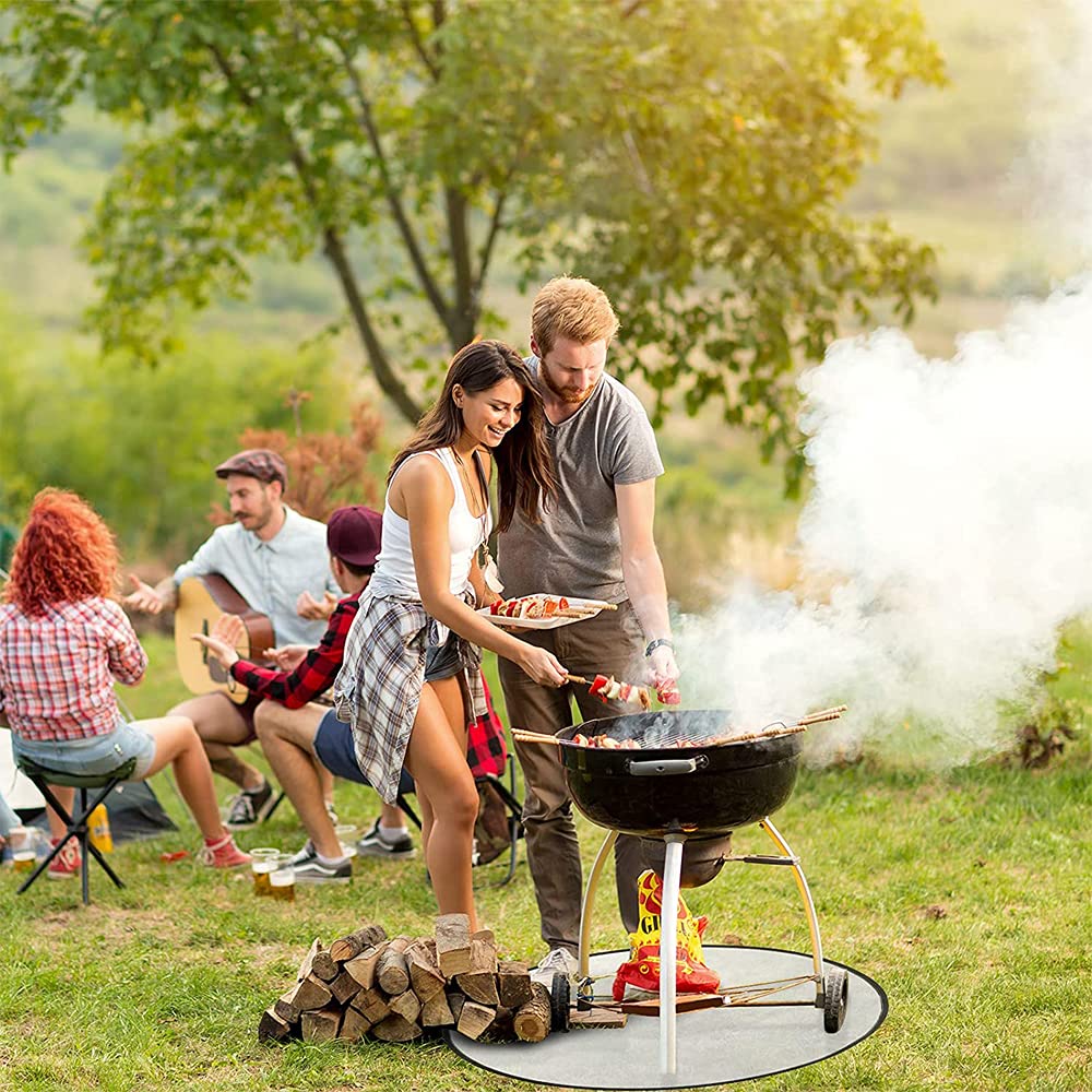60 cm round fire pit mat, fire pit mat, grill fireproof base, fireproof base, fire bowl mat, for grill, lawn, garden, ground, backyard