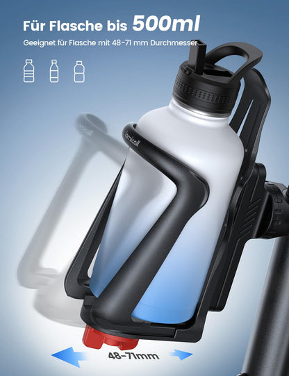 Lamicall bottle holder for bike and motorcycle - [For bottles with 48-71mm diameter & Max. 500ML] Drink bottle holder for MTB, E-bike, stroller, frame & handlebar bottle holder