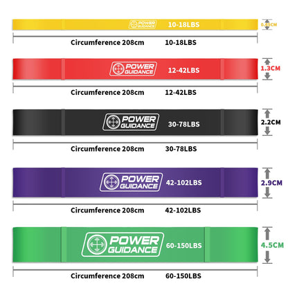 POWER GUIDANCE Resistance Bands, resistant bands for strength training including carry bag, pull up fitness bands, bands for strength training for fitness (5 set (yellow+red+black+purple+green))