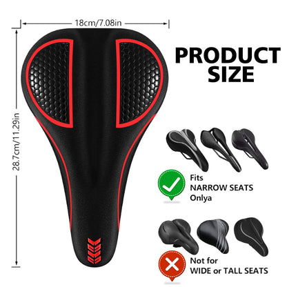 auvstar Bike Seat Cover, Bicycle Saddle Cushion, Ergonomic Gel Bike Saddle Cover for Women/Men, Seat Cover with Rain Protection, Bike Gel Cover Seat Cushion Saddle Protection Soft (Red)