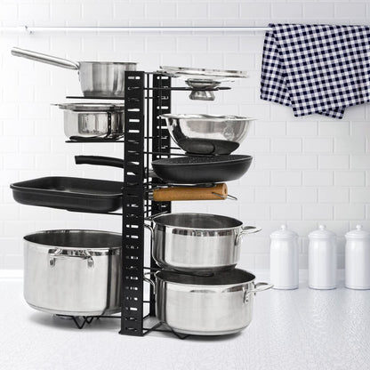 MAKLIK Telescopic Pan Rack with 12 Shelves - Lid Organizer Kitchen Accessory - Pot Organizer Cabinet Drawer Organization System Kitchen Organizer Pan Divider Pot Lid Holder Pot Rack