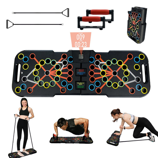 Surplex Foldable 41-in-1 Push Up Rack Board System with Hand Grip Loops Bands & Intelligent Counter, Push-Up-Bracket Board Muscle Training System for Home Fitness Training Gym Exercise Stand