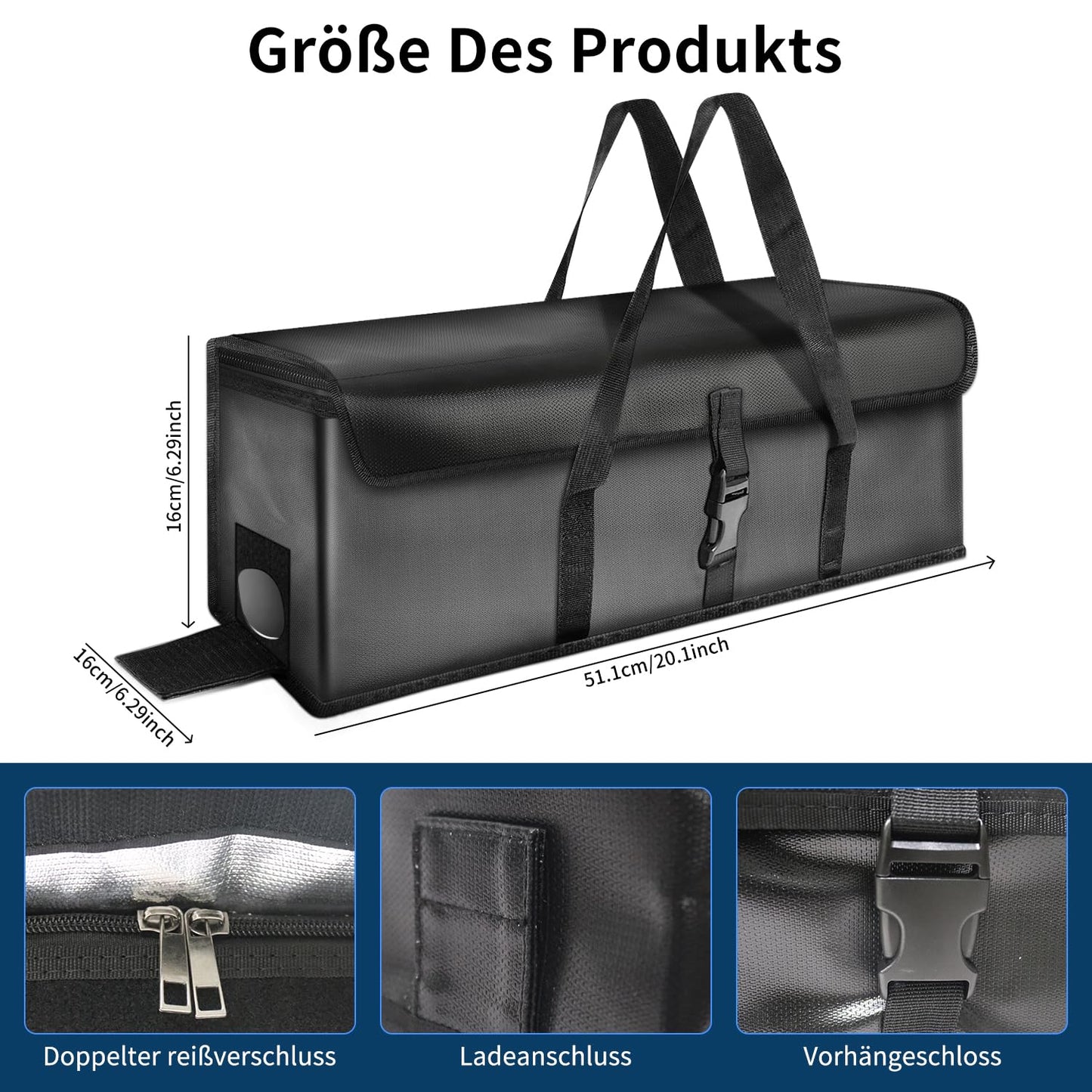 E-Bike battery bags 2 pieces, Fireproof battery bags - Ultra high temperature resistant, Waterproof, Explosion-proof, 6 layers fireproof, Lithium polymer safety bags for storage, Transport