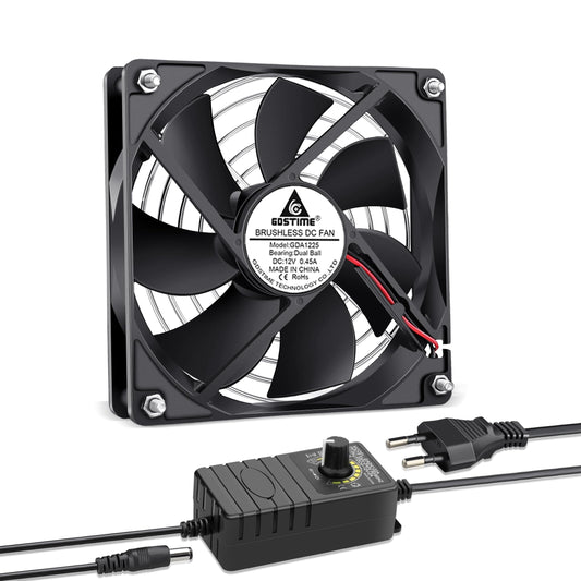 GDSTIME 120mm PC fan 230V 120mm x 25mm Computer fan Dual ball bearings with 4V -12V speed control 3000 RPM 120 x 25 220V PC fan for laptop router cabinet workstation server