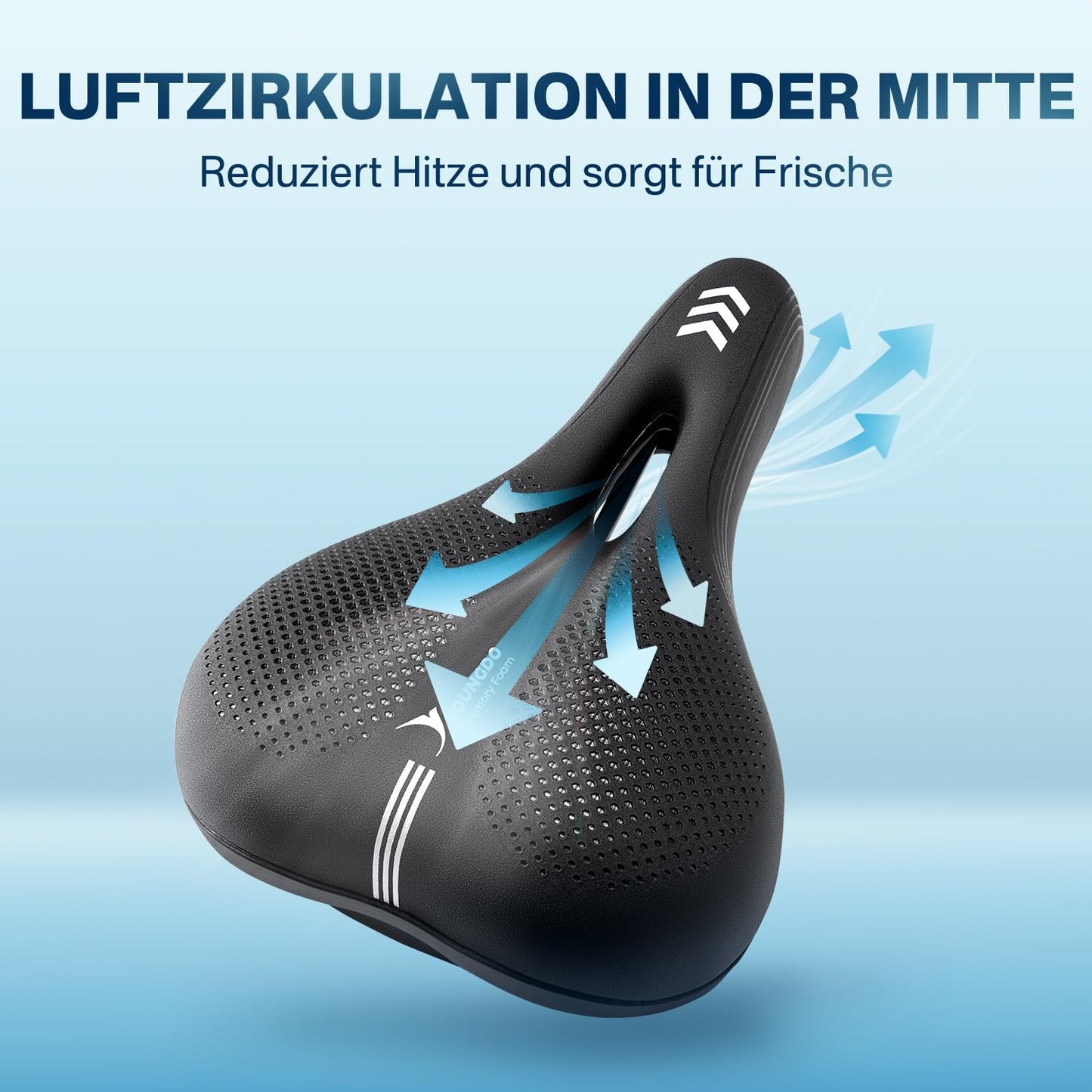 YOUNGDO bike saddle, comfortable & ergonomic design, new model with improved waterproofing, memory foam, breathable and shock-absorbing, for men & women