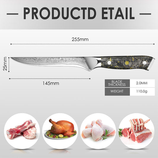 Home Safety Damascus Boning Knife - Damascus Fillet Knife I Extra Sharp 5.7" Blade Made of 67 Layers VG-10 Damascus Steel I Hand-Forged Fish Knife, Gift Box