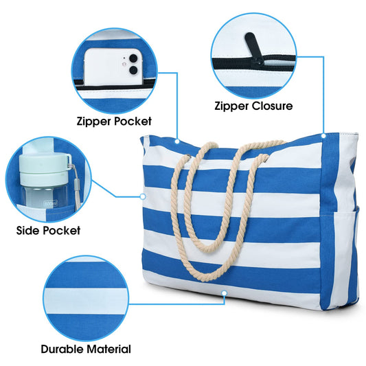oscaurt beach bags for women, Large Waterproof Beach Bag with Zipper Beach Bags Waterproof Sandproof Swim Pool Bag Large Tote