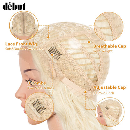 DEBUT Lace Front Wig Super Long Wavy Wig for Women 104cm 280g Synthetic Heat Resistant Fiber 130% Density (104cm, 613)