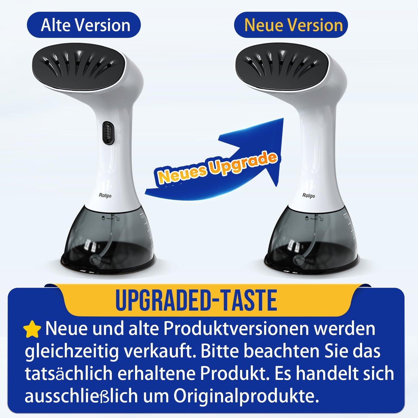 Rolipo steam iron 1640W, 400ML steamer water tank steam brush wrinkle remover, for home, office, travel, white