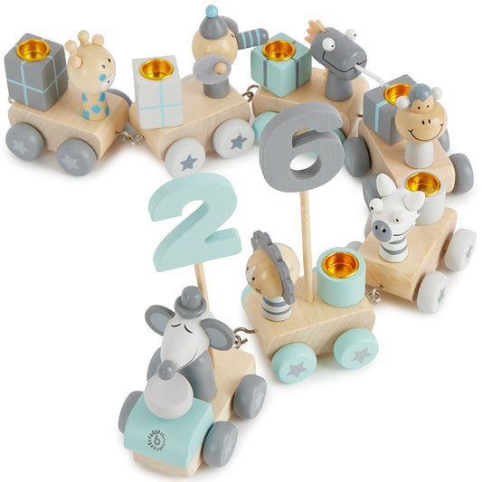 Wooden Birthday Train - Scandi Look 0-99 Years - Birthday Train Boy - Birthday Train Girl 1st birthday boy Birthday ring Wood Birthday plate Birthday wreath Candles