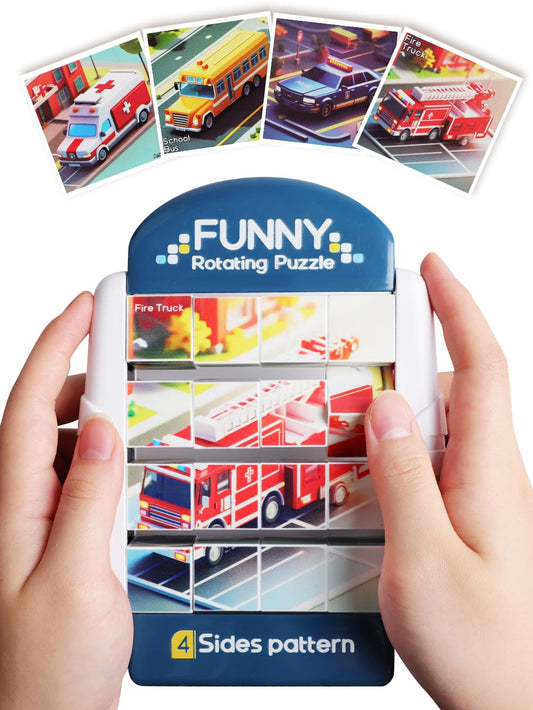 Rotatable 3D puzzle 16 pieces 3 4 5 6 years, airplane car ride activity kids, Small gifts for boys girls students, Concentration dexterity puzzle games 8 10 (special vehicles).