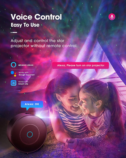 SUPPOU LED Alexa Starry Sky Projector, Smart Night Light 3D Galaxy Star Projector Lamp for Kids Adults with RG Dimming/Voice Control/WiFi Connection/Compatible with Alexa Google Assistant