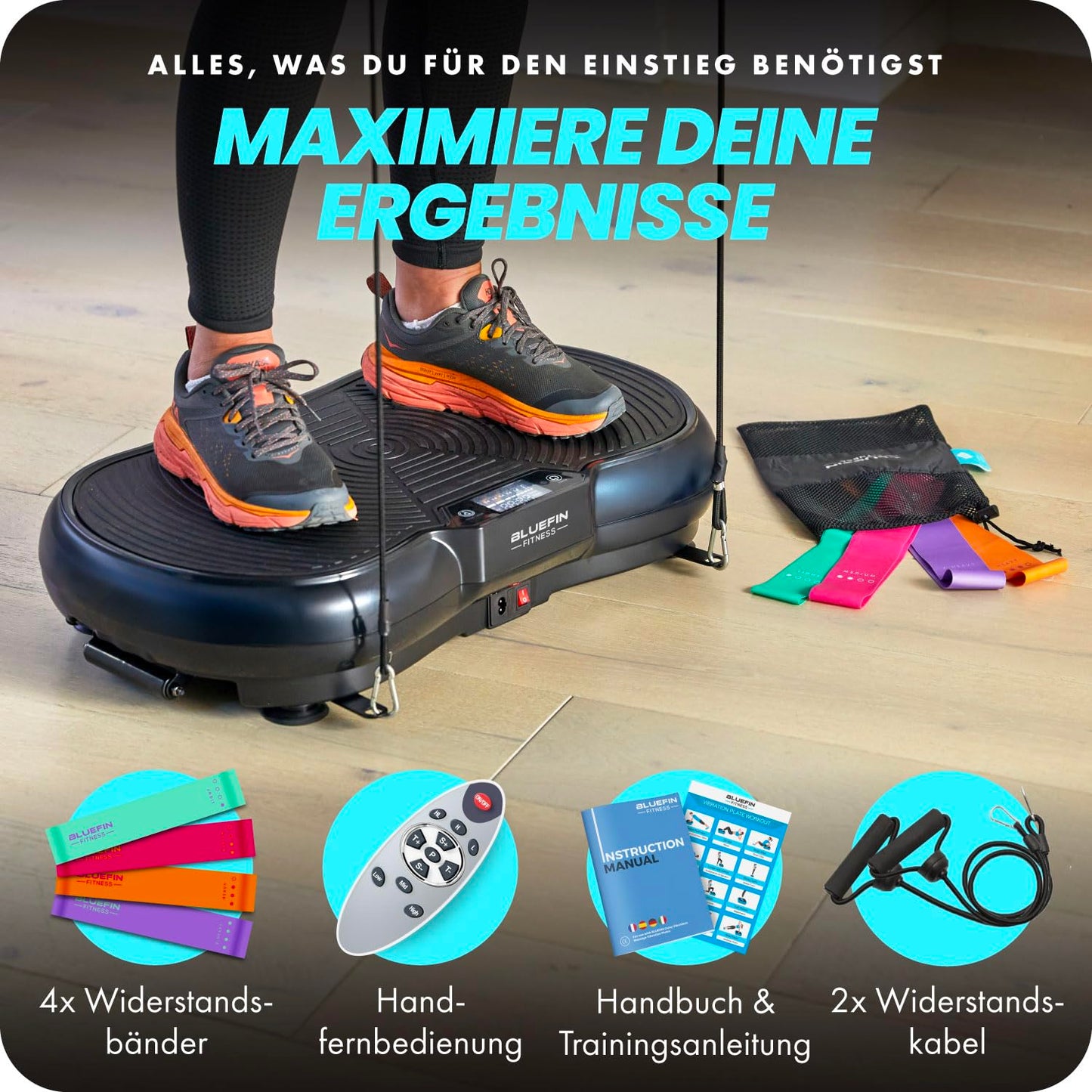 Bluefin Fitness Ultra Slim Power Vibration Plate | Innovative Vibro Shaper | 5 Programs + 180 Levels | Full Body Workout | Quiet Home Fitness Equipment | Easy to Store | Compact Design