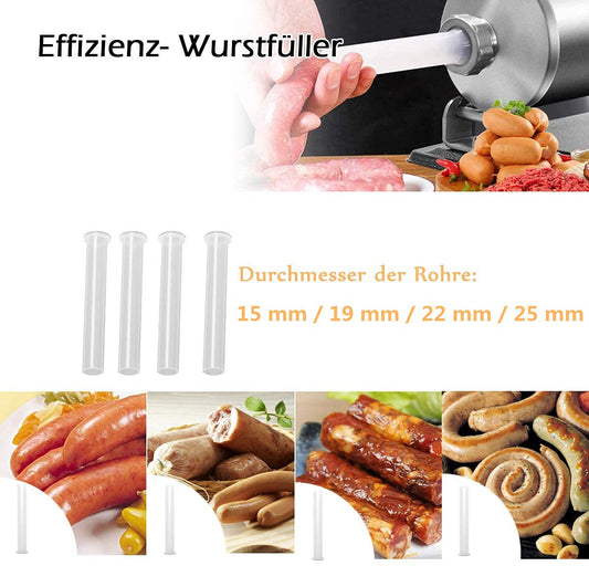 RELAX4LIFE 3 kg Sausage Stuffer Manual, Sausage Filling Machine with 4 Filling Tubes, Sausage Injector for Butcher Shop & Bakery & Kitchen & Restaurant, Sausage Press with Table Clamp, Sausage Maker made of Stainless Steel & Aluminum