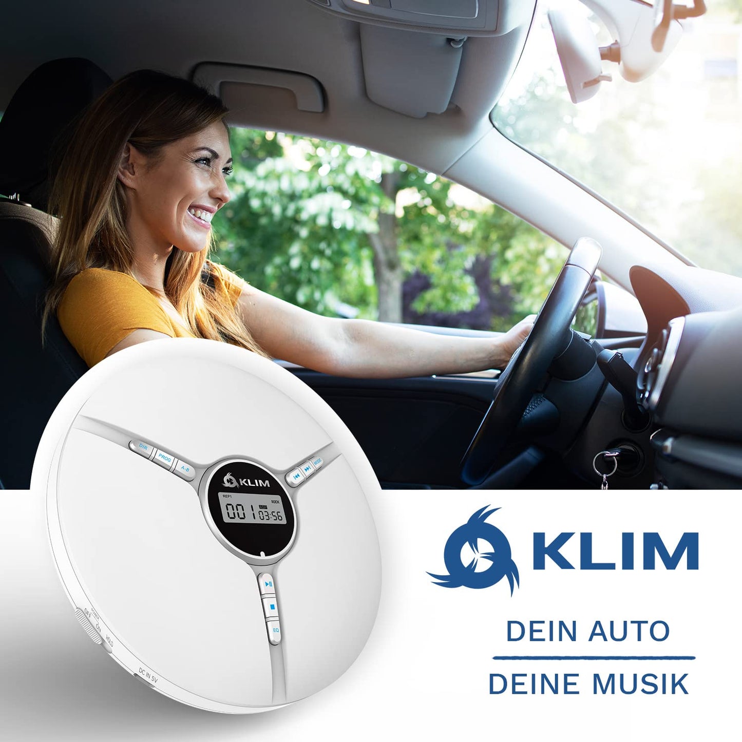 KLIM Discman - Portable CD player with built-in battery - NEW - includes KLIM Fusion headphones. Compact Mini Portable CD Player, compatible with CD-R, CD-RW, and MP3 - Discman CD Player - White.