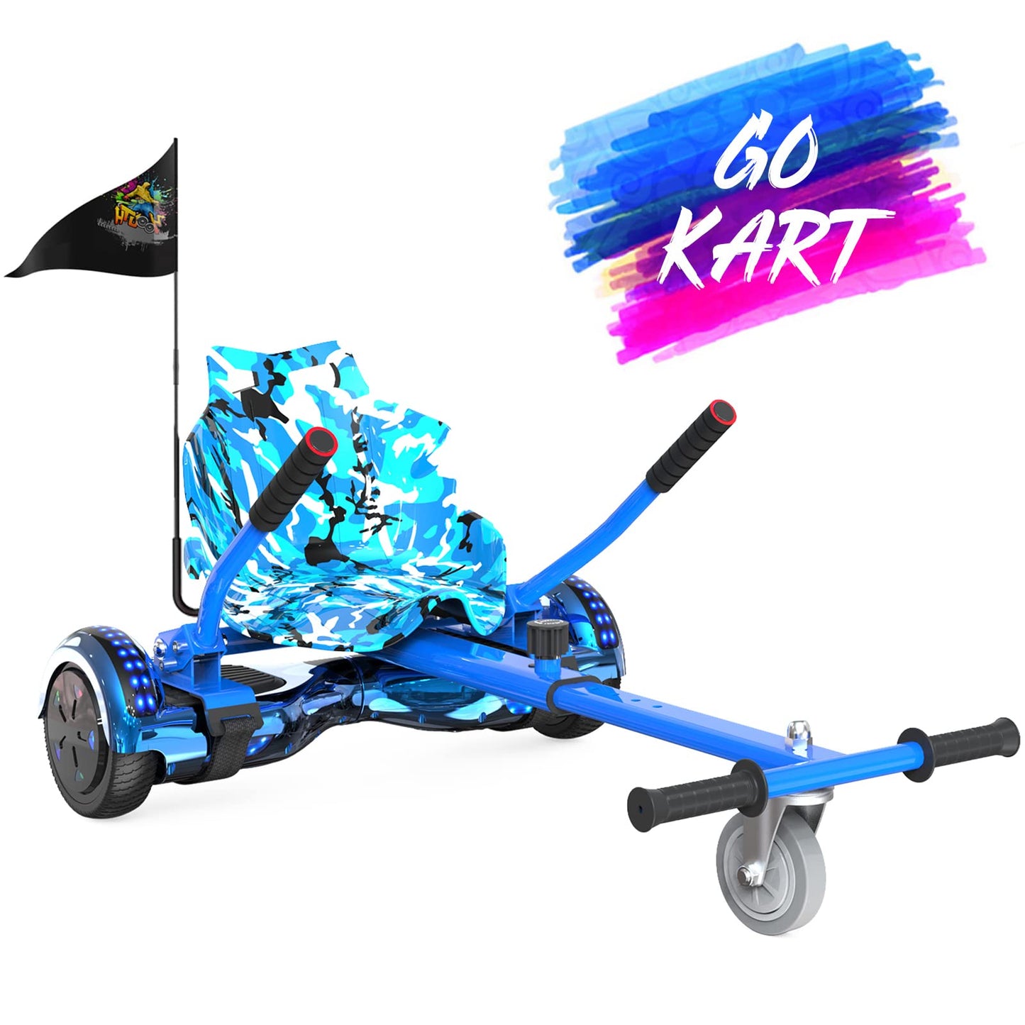 FUNDOT Hoverboards with seat, Hoverboards with Hoverkart, Go Kart 6.5 inch, Hoverboards with stylish LED lights, Hoverboards with Bluetooth speaker, Gift for kids