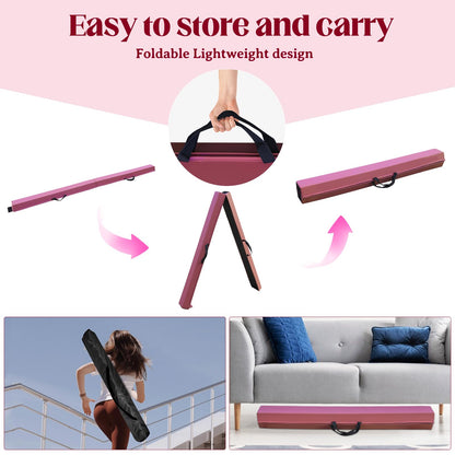 SportBob Balance Beam for Kids, foldable gymnastics beam 300cm PU leather balance beam for home training. Suitable for children's fitness and gymnastics.