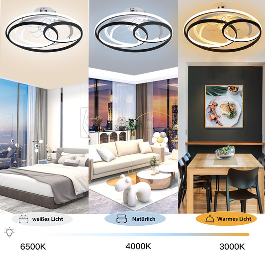 Wildcat ceiling fan with lighting, LED ceiling light with fan remote control Fan ceiling light Invisible Quiet ceiling lamp for dining room living room bedroom [Energy class F]