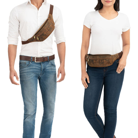 STILORD 'Marquez' leather bum bag ideal crossbody shoulder bag vintage waist bag for men women belt bag for fanny pack genuine leather, color: aneto - brown