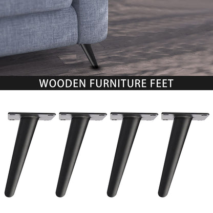 4 pieces Furniture Legs Iron Conical Table Legs Slanted Table Legs Cabinet Legs Sofa Feet Pedestal Metal DIY Furniture Table Frame Furniture feet for coffee table cabinets furniture sofas (25 cm, Black)